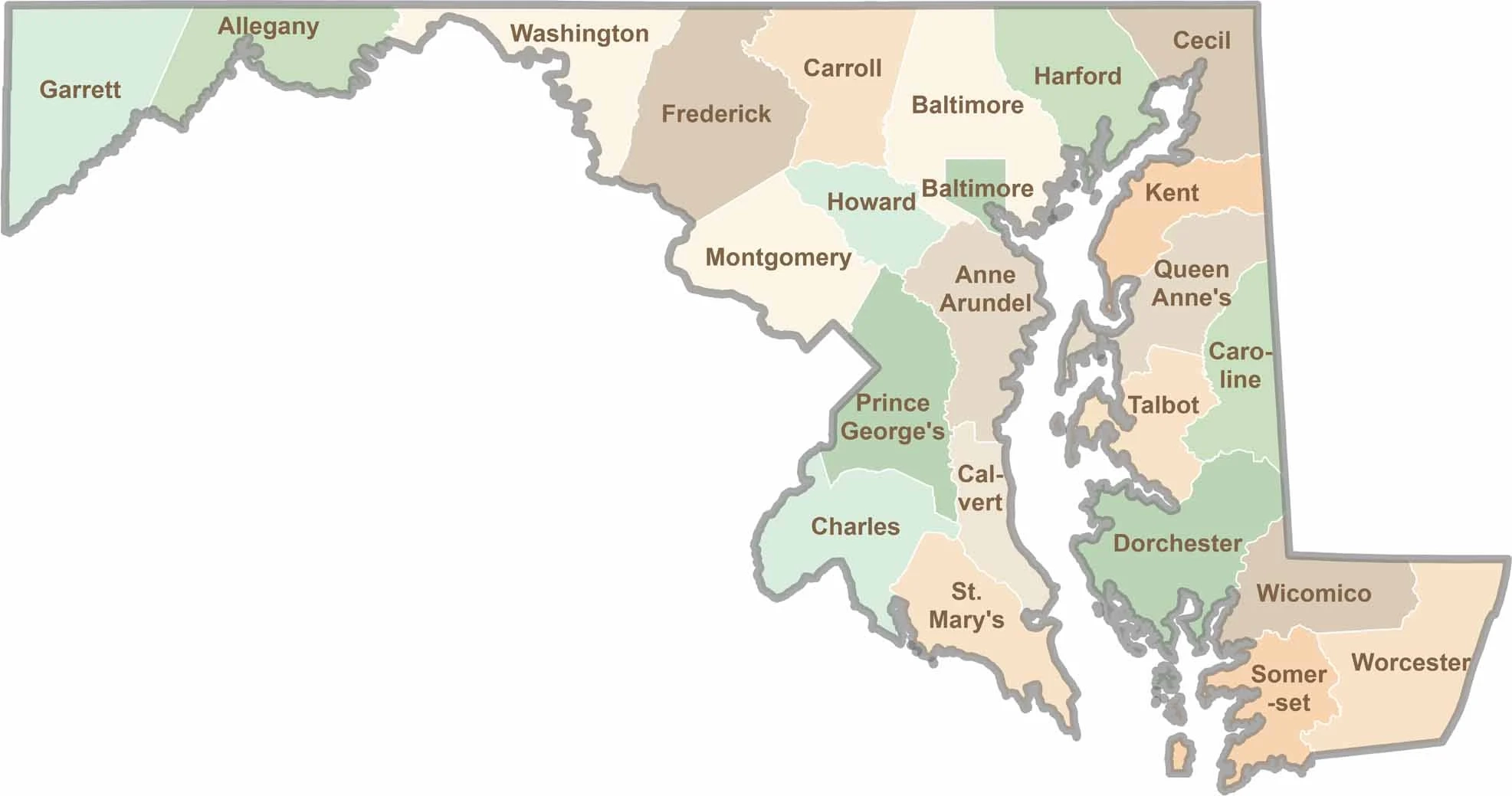 Printable Map Of Maryland Counties