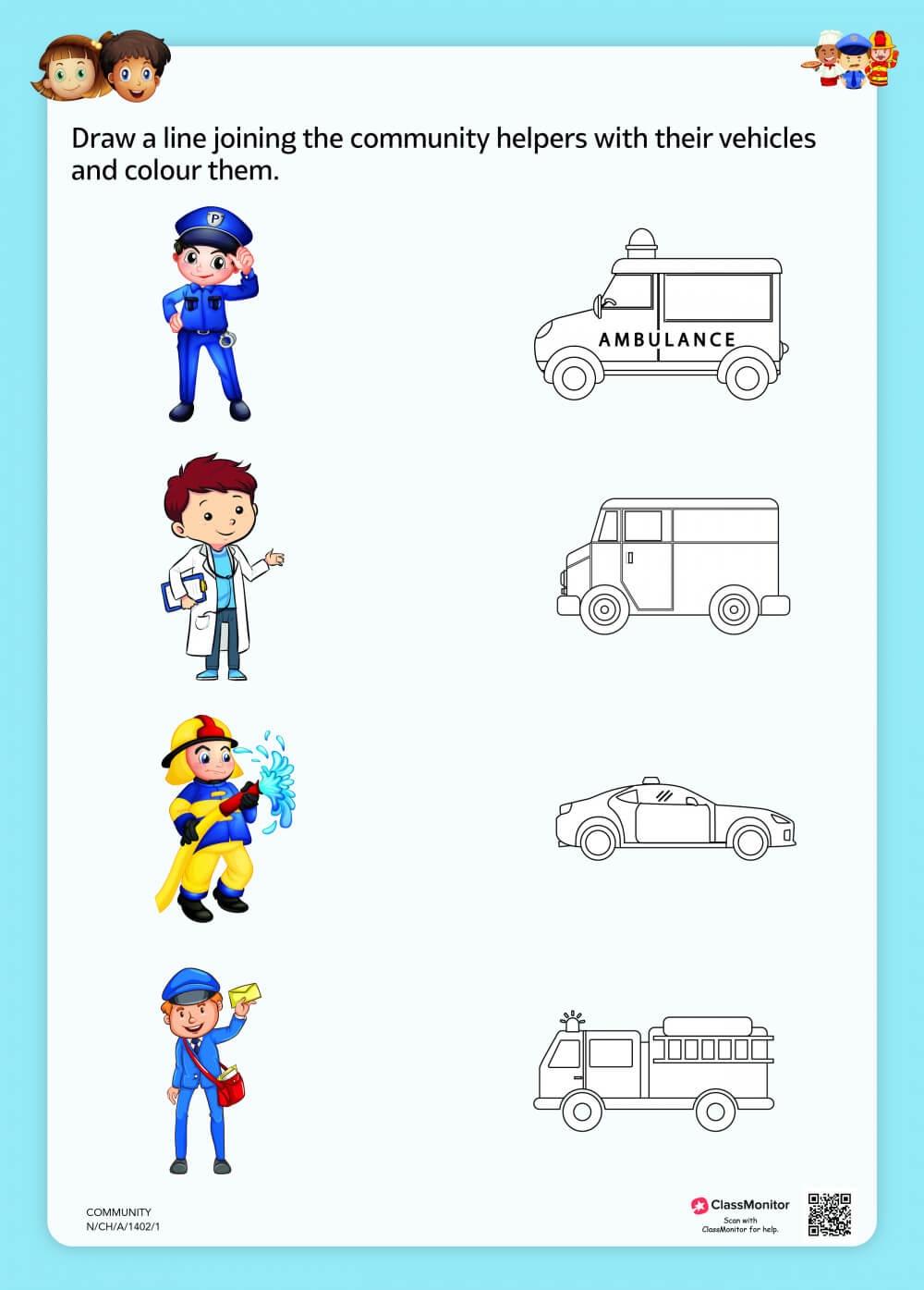 Printable Community Helpers Matching Worksheets