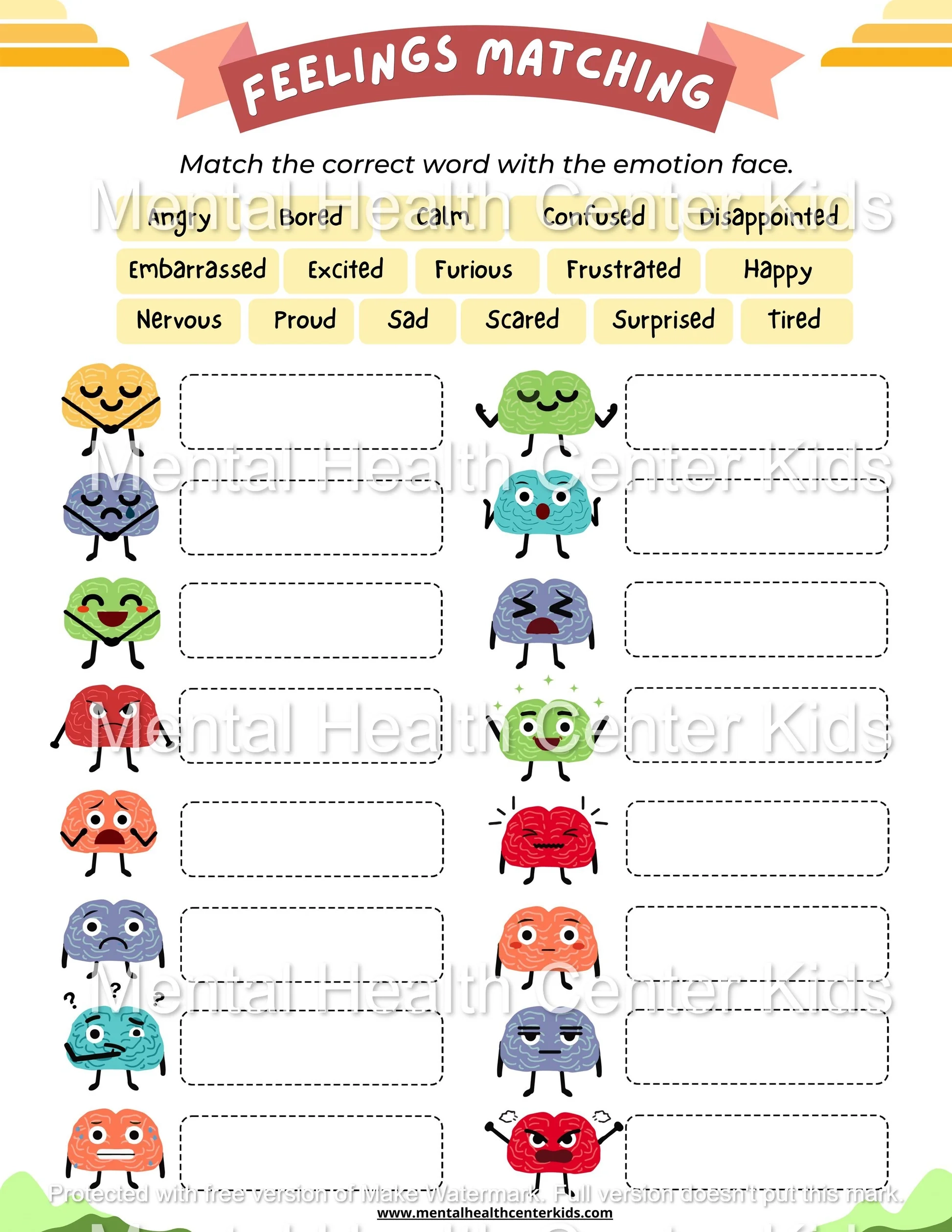 Free Printable Feelings Worksheets