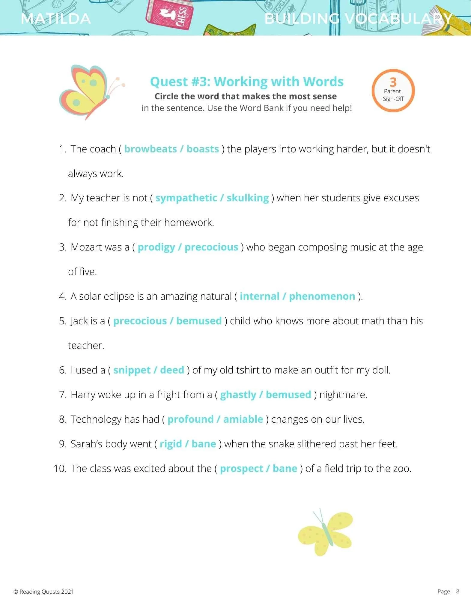 Printable Matilda Worksheets Pdf