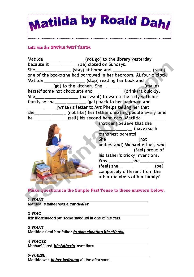 Matilda Roald Dahl Worksheets Worksheets Library