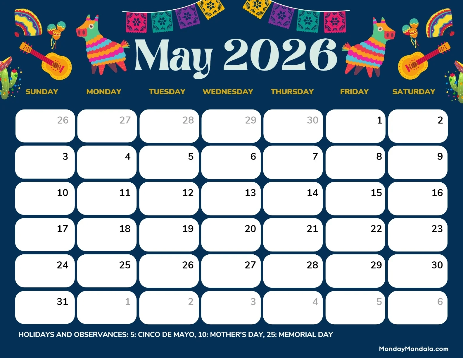 May 2026 Calendars 52 Free PDF Printables 