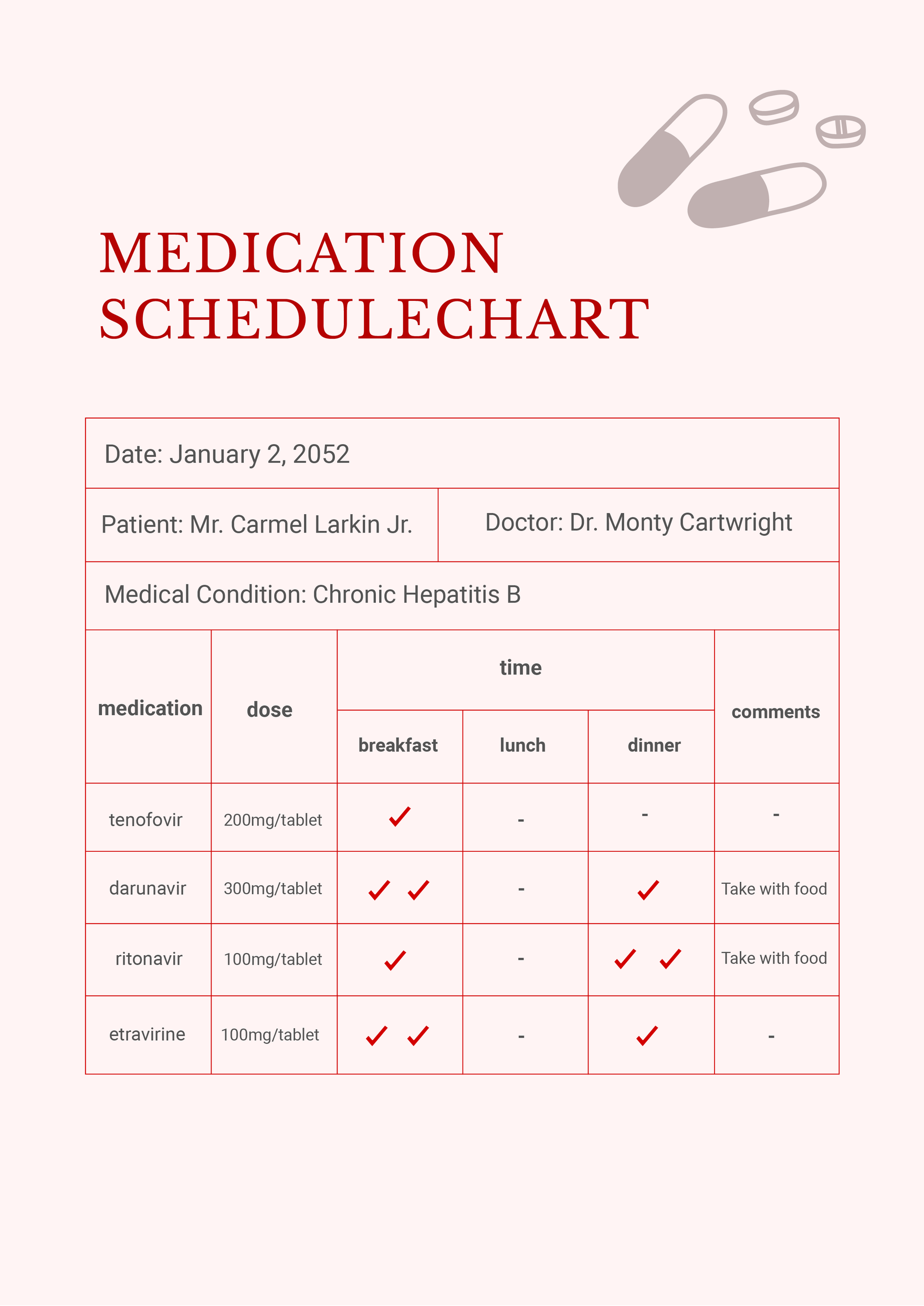 Medication Schedule Chart In Illustrator PDF Download Template