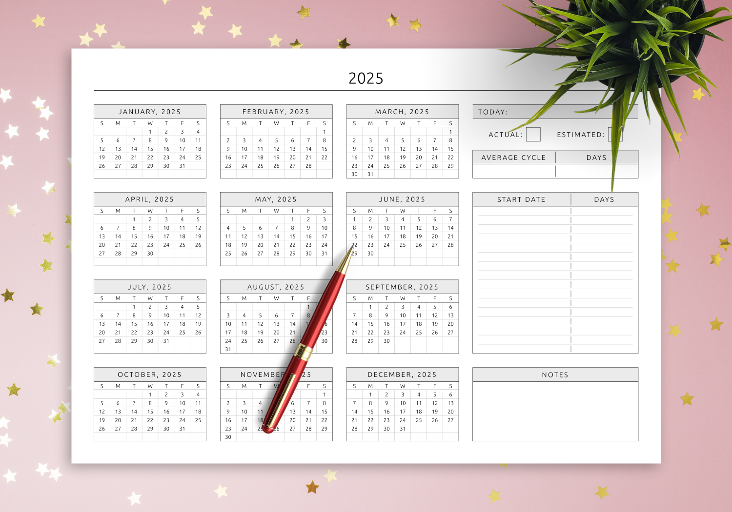 Menstrual Calendar Printable Free