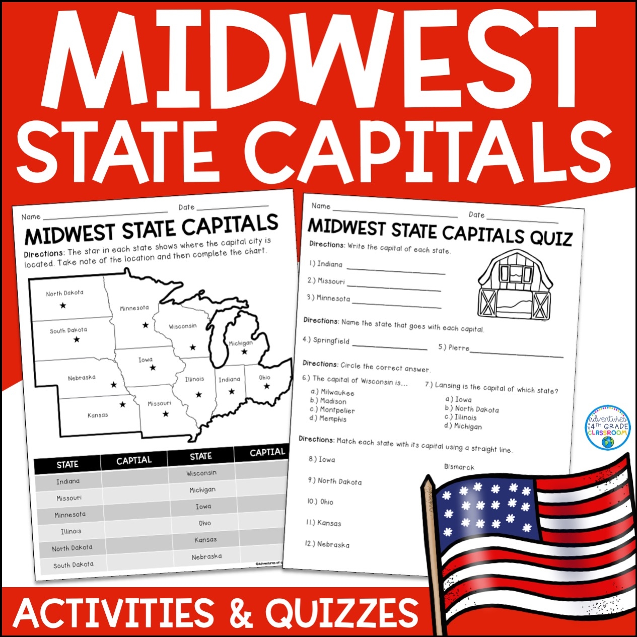 Midwest Region State Capitals Adventures Of A 4th Grade Classroom