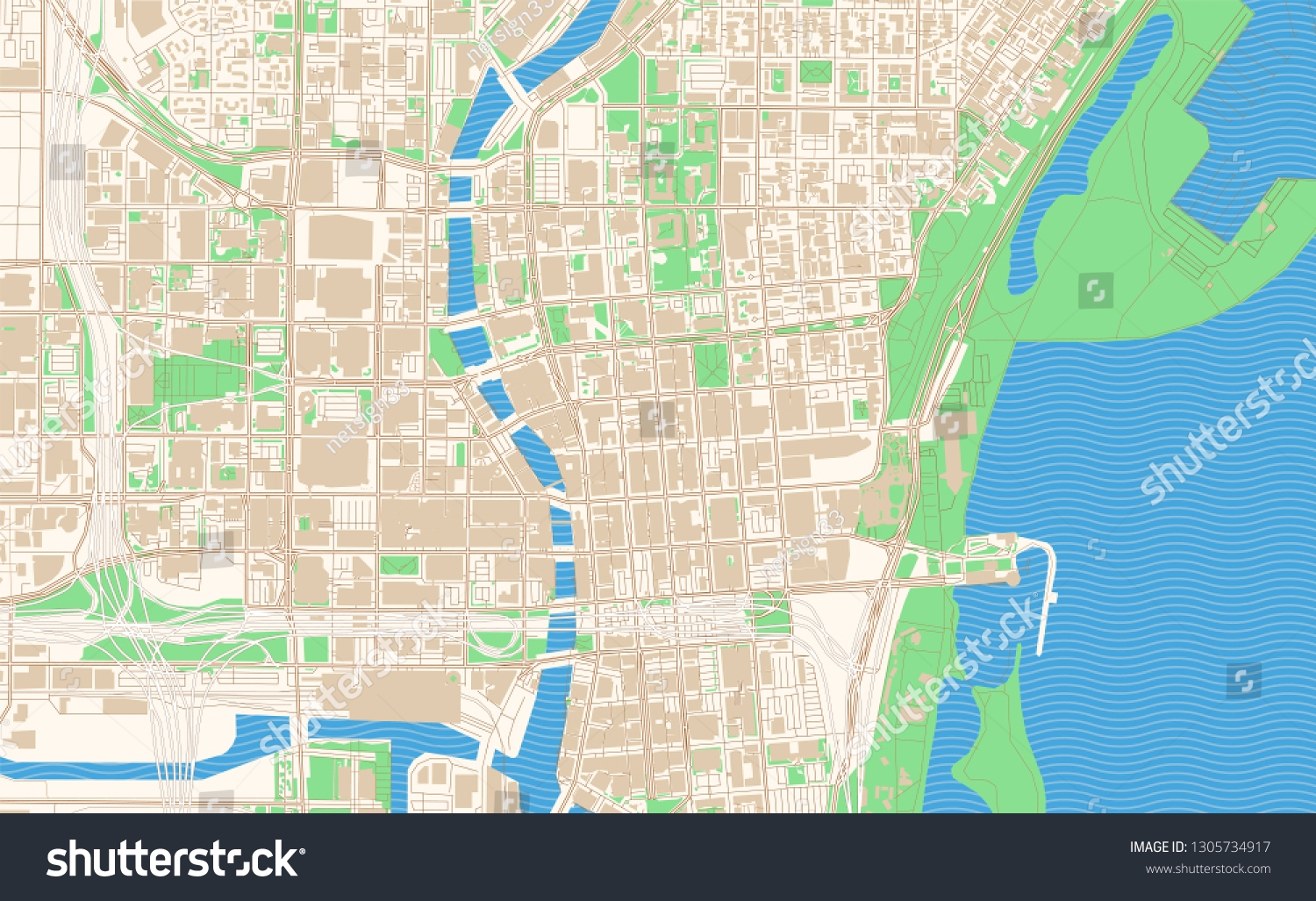 Milwaukee Wisconsin Printable Map Excerpt This Stock Vector Royalty Free 1305734917 Shutterstock