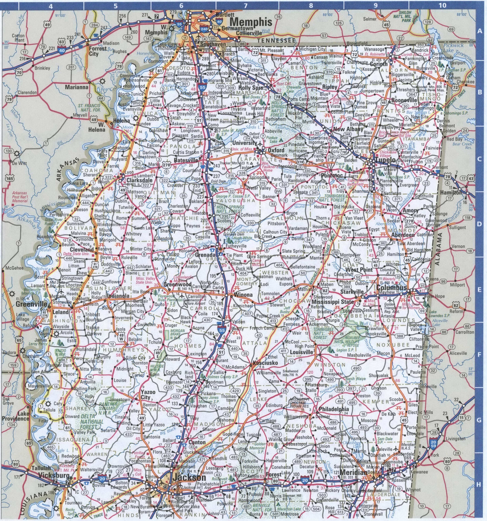 Mississippi Detailed Roads Map With Cities And Highways Free Printable Road Map Of Mississippi