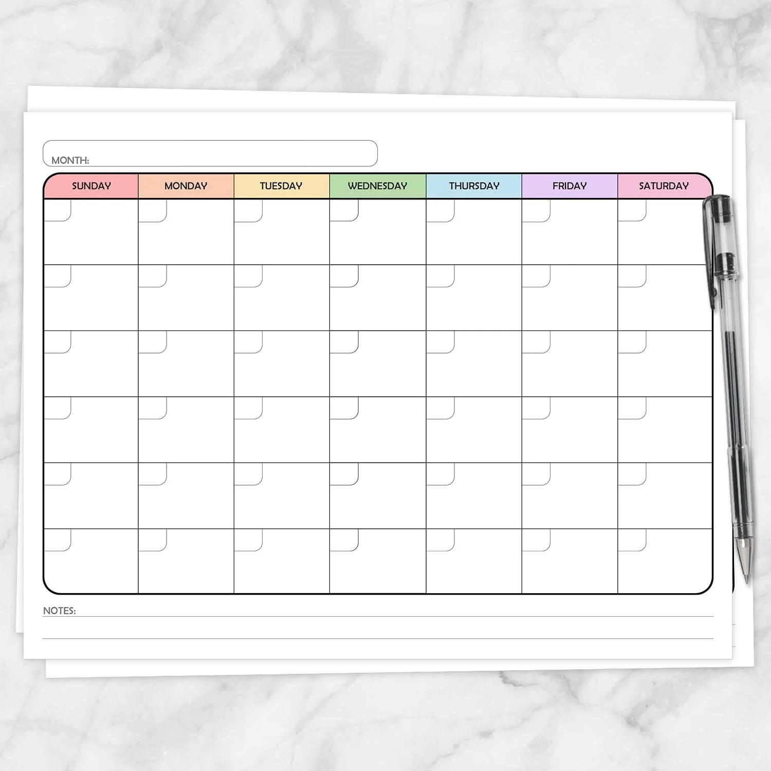 Month Calendar Printable Pdf