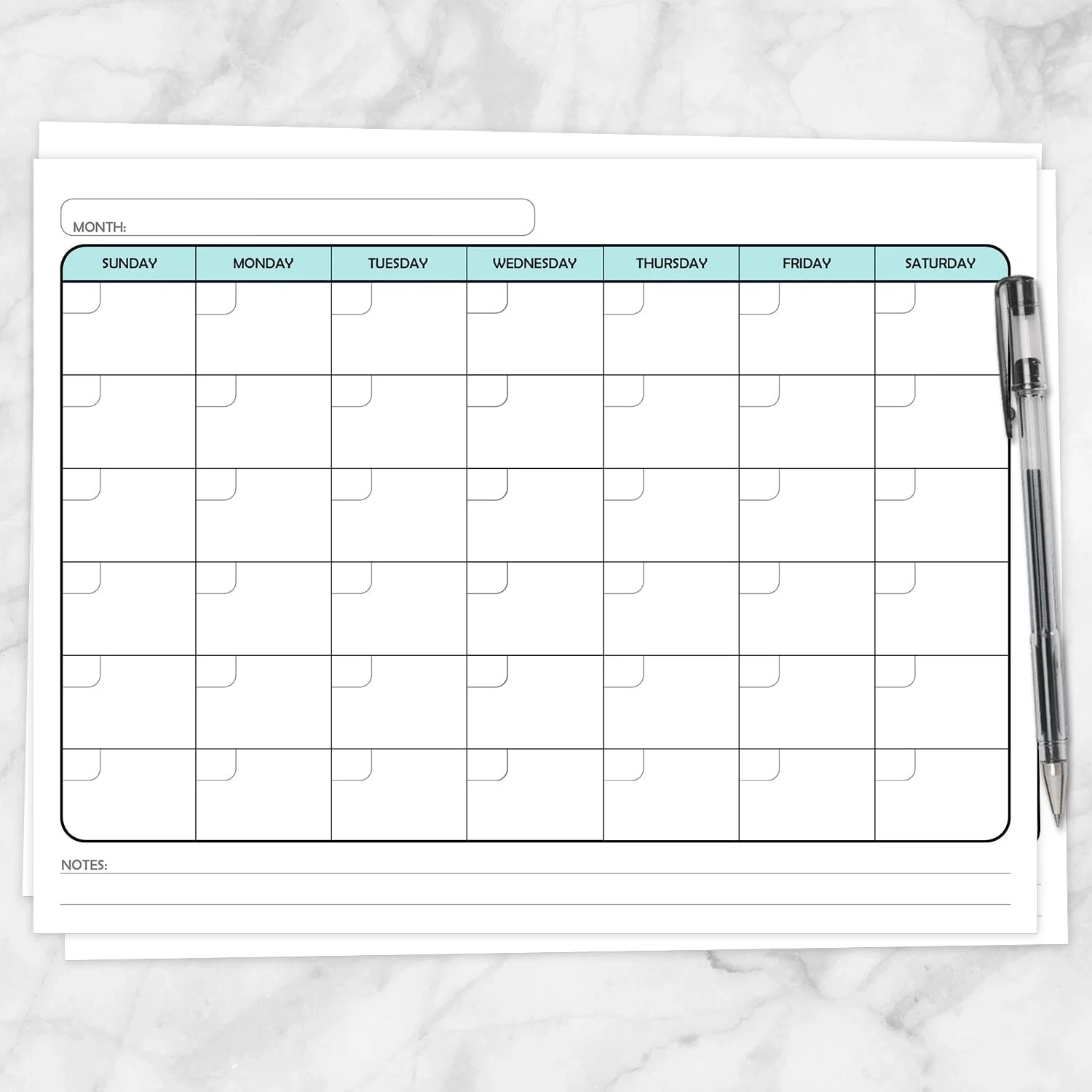 Modern Blank Monthly Calendar Teal Full Page Printable At Printable Planning For Only 5 95 Modern Blank Monthly Calendar Teal Full Page Printable At Printable Planning For Only 5 95