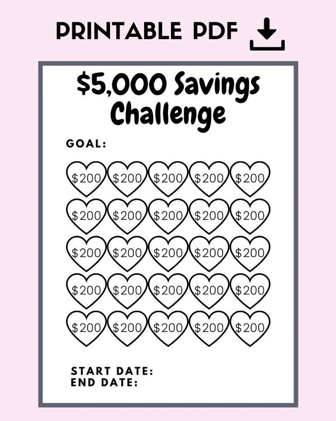 Money Saving Challenge Printable Save 5000 Savings Challenge Budget Tracker Savings Planner Dave Ramsey Cash Envelope Savings Etsy Ireland