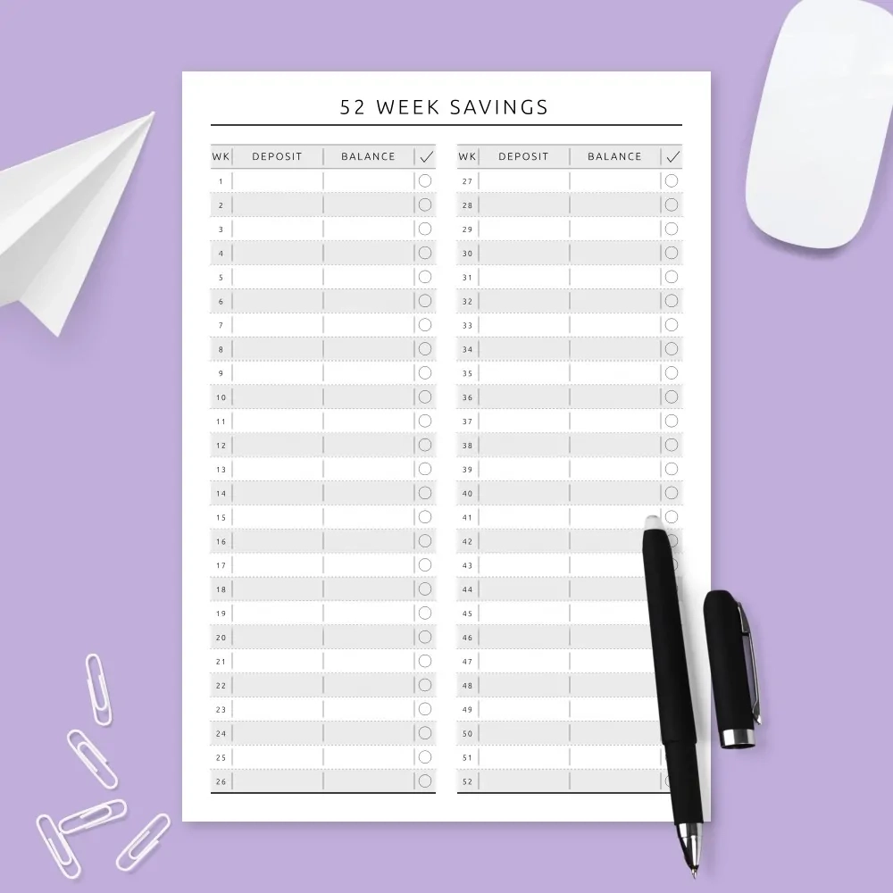Money Saving Sheet Printable
