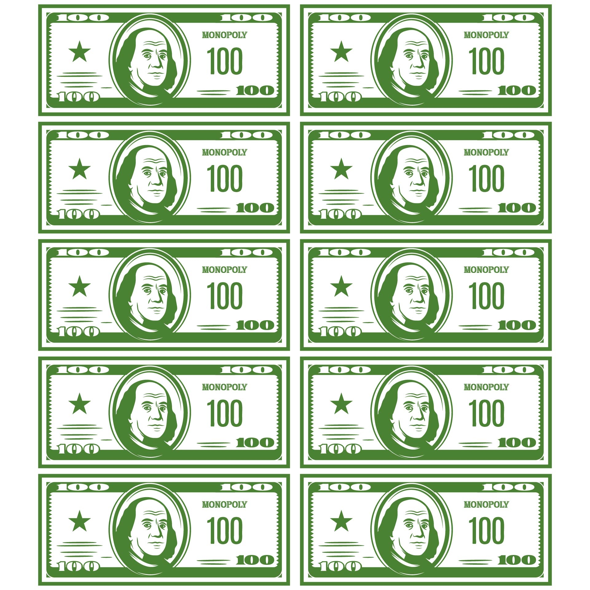 Monopoly Money Printable Sheets
