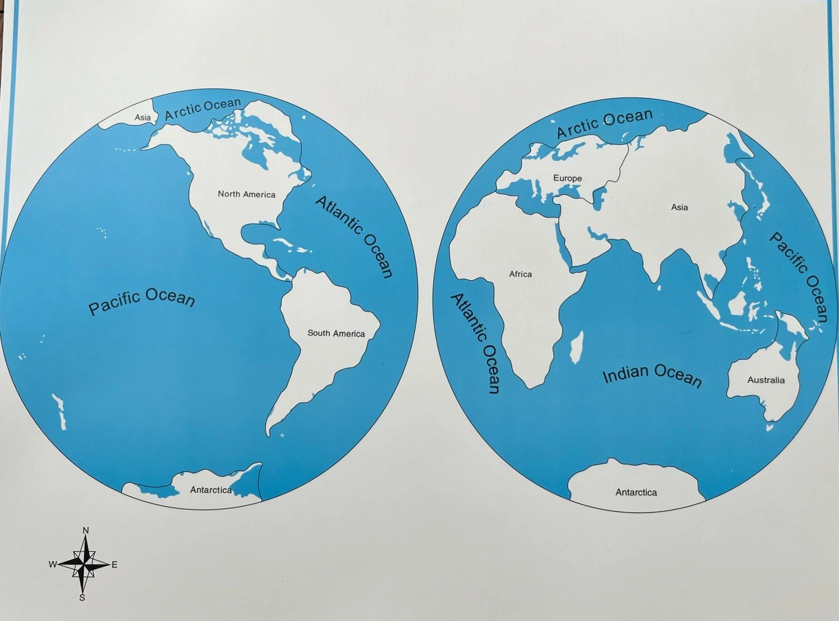 Montessori World Puzzle Map Control Chart Continents And Oceans Hands On Montessori Store