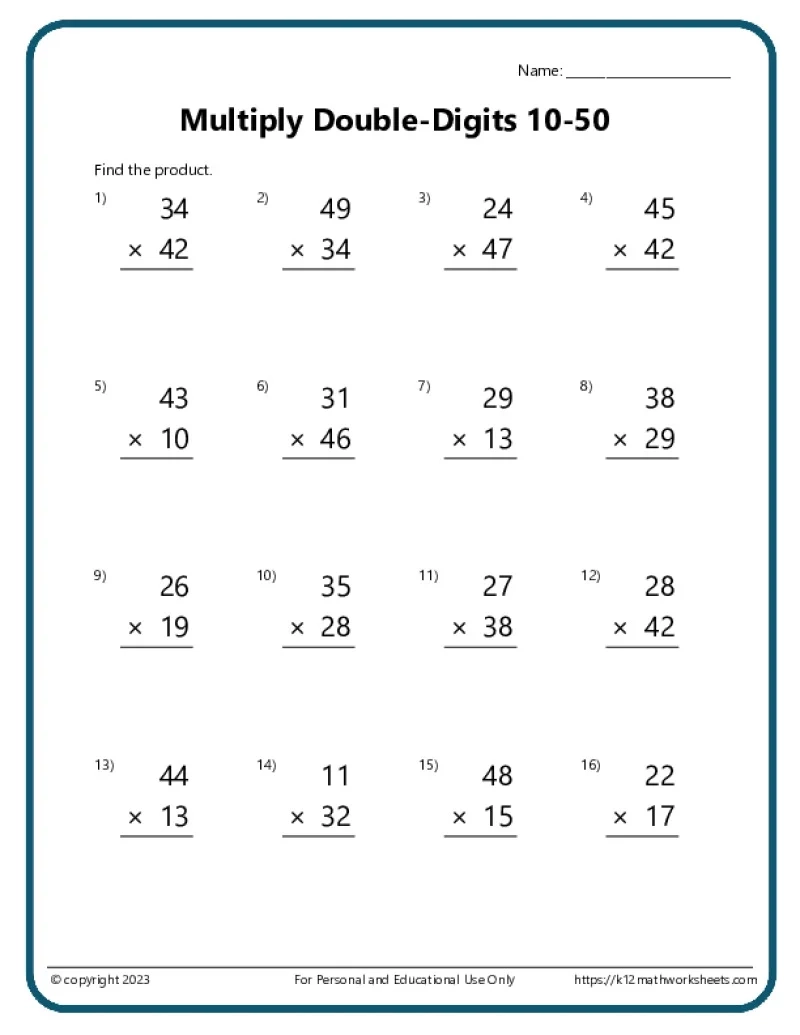 Multiplication Worksheets K12 Math Worksheets