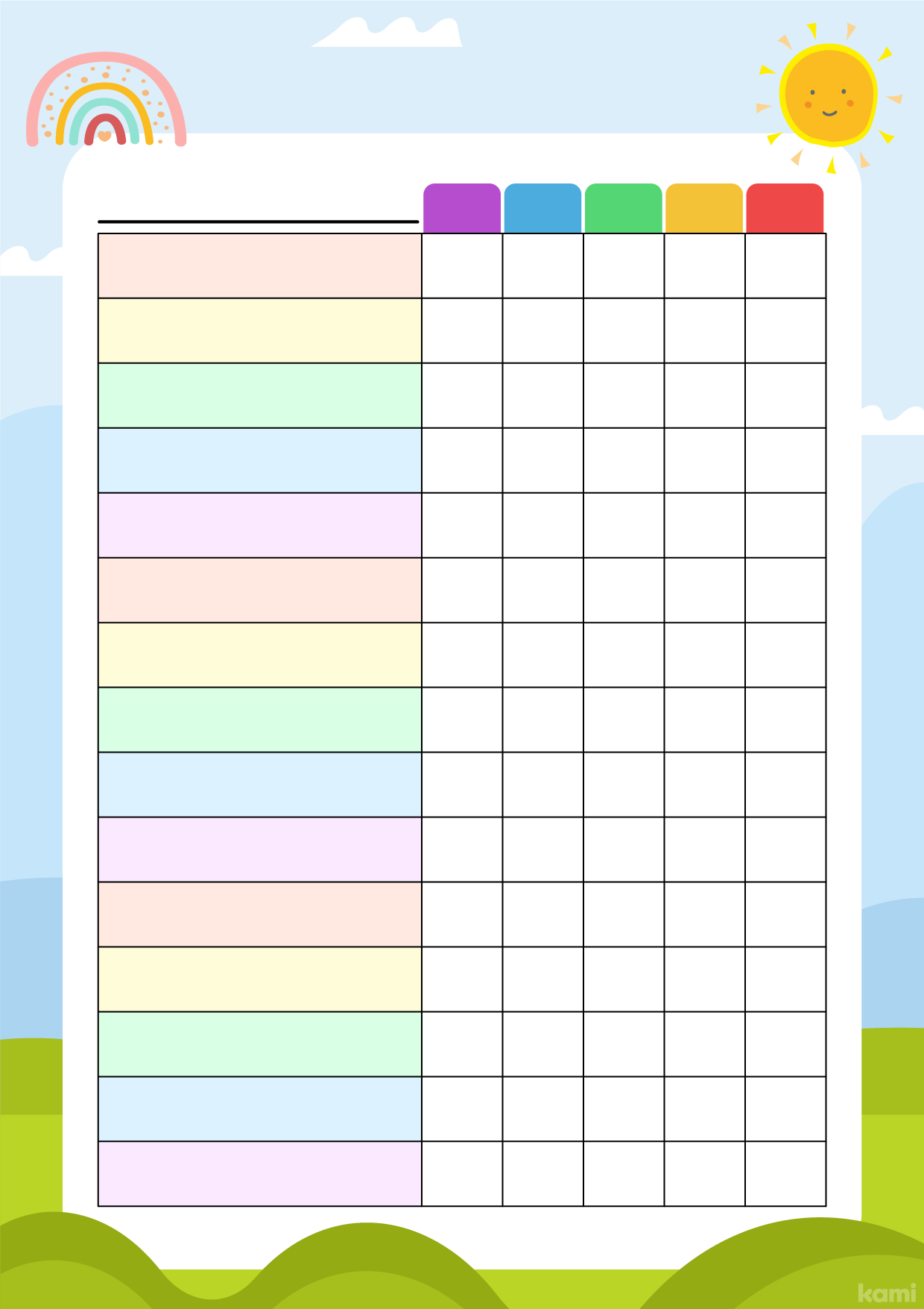 Blank Printable Reward Charts