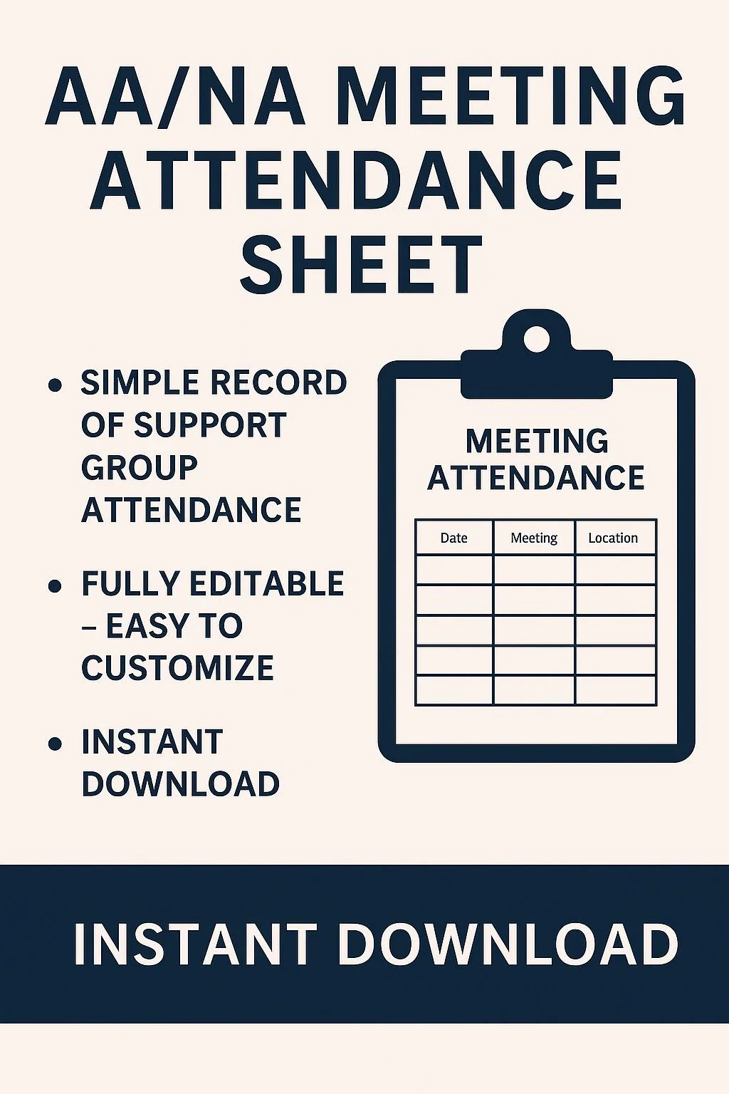 Na Aa Attendance Sheets Etsy