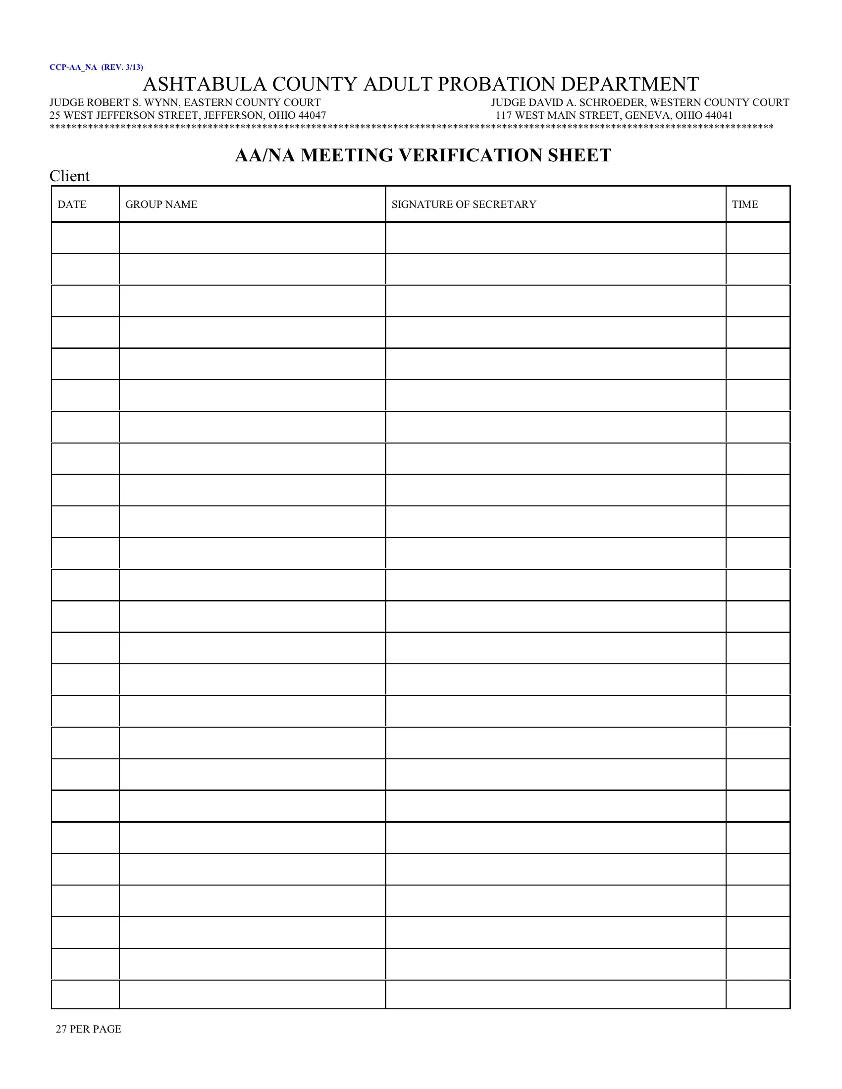 Printable Na Meeting Attendance Sheet
