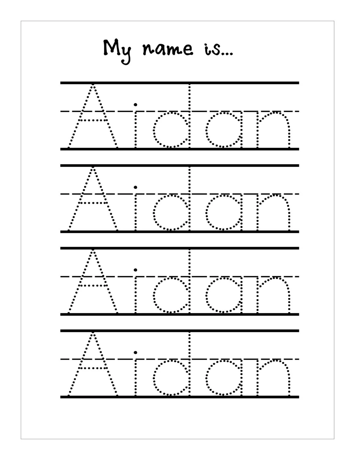 Name Trace Worksheet DIGITAL FILE Printable For Pre Schoolers kindergarteners Etsy UK