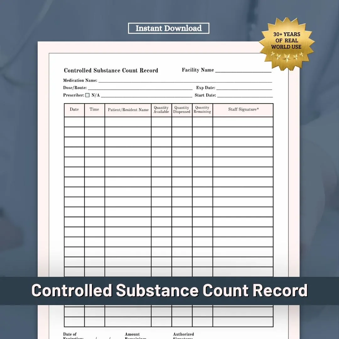 Narcotic Count Sheet Etsy