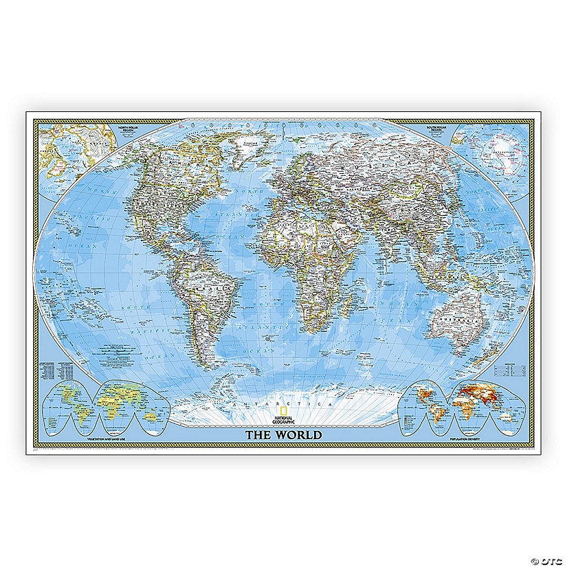 National Geographic World Classic Map Poster Size And Laminated 36 X 24 Oriental Trading