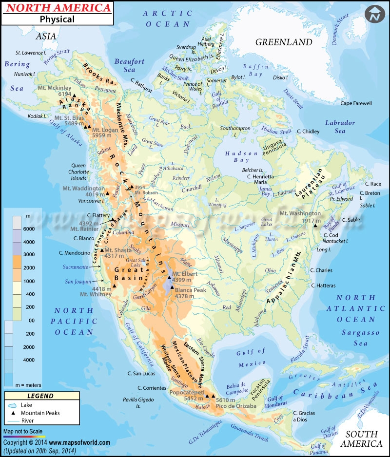 North America Physical Map Landscapes And Natural Features