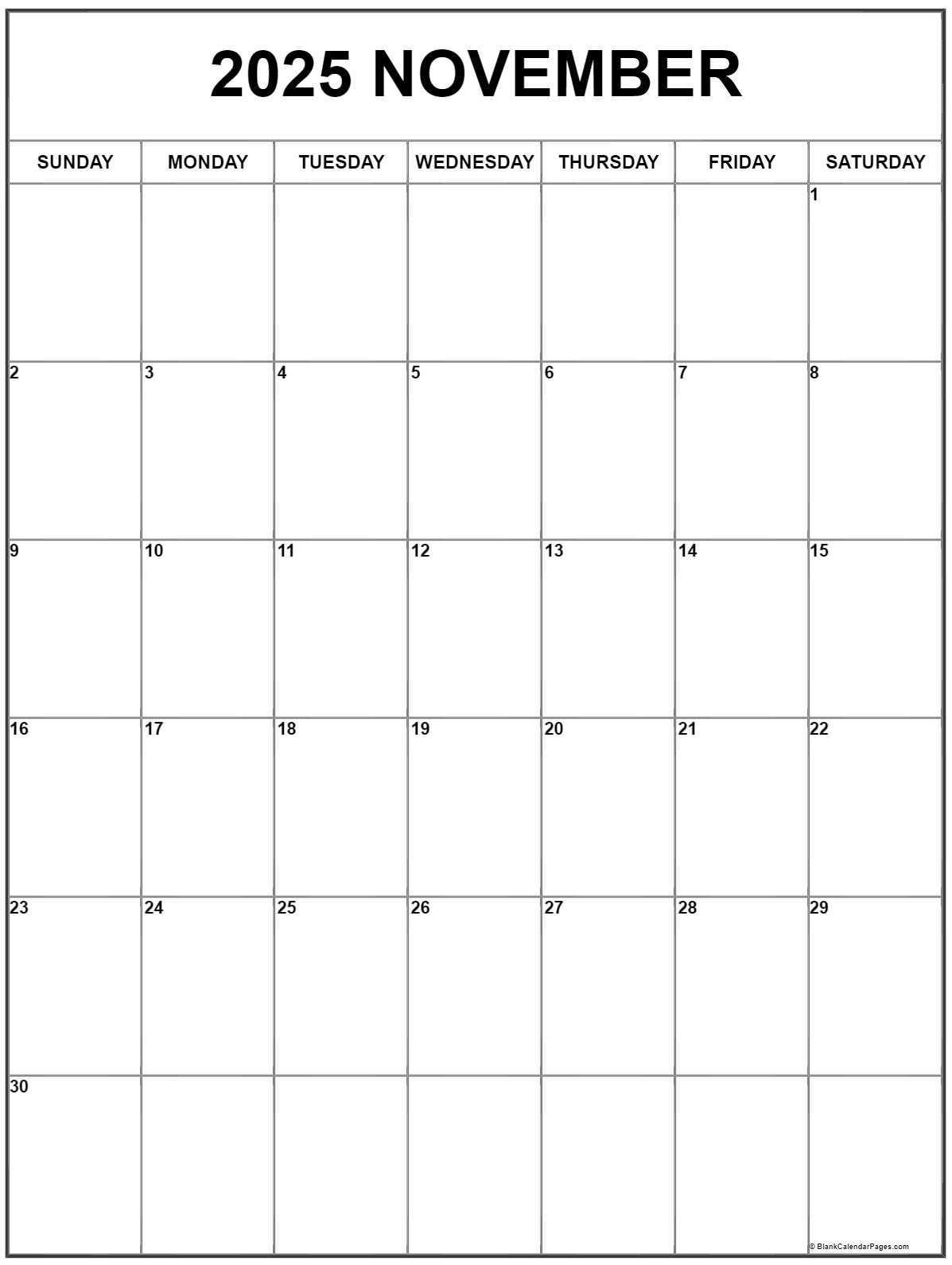 Blank November Printable Calendar