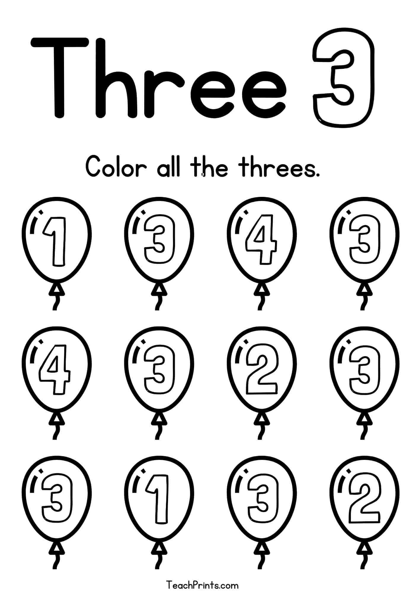 Number 3 Worksheets Free Printable