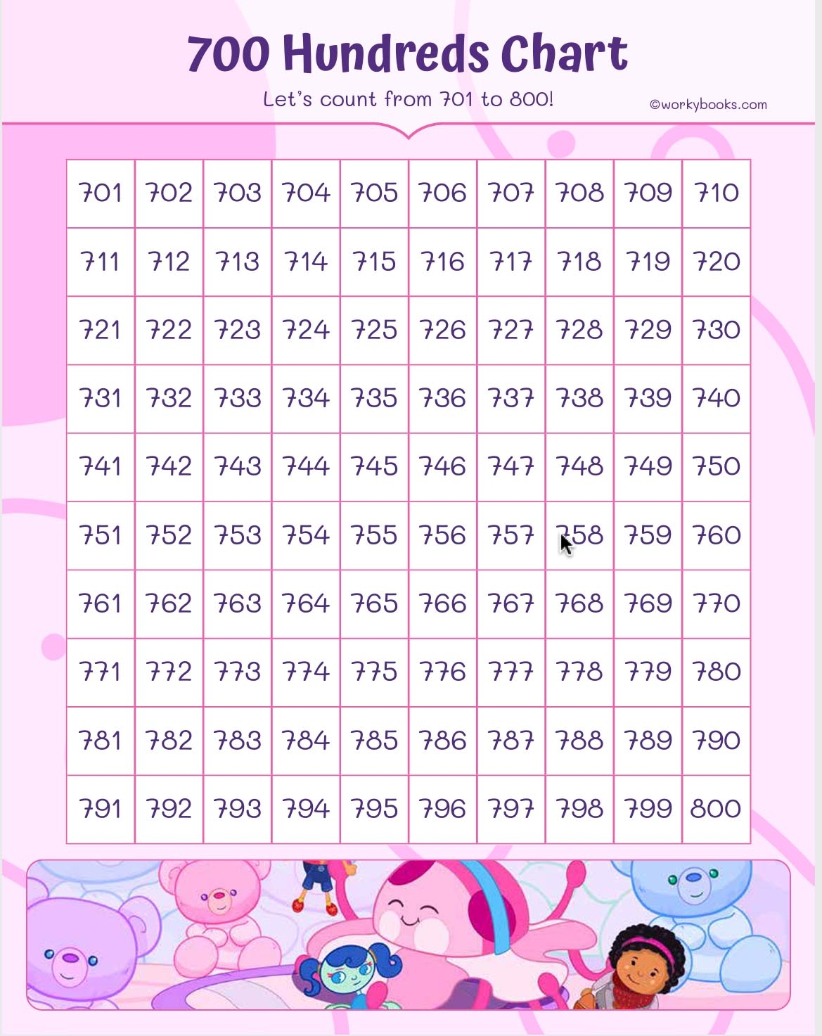 Printable 1000 Number Chart