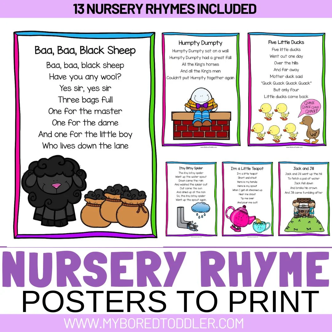 Nursery Rhyme Posters With Lyrics My Bored Toddler