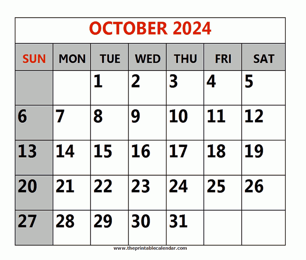 October 2024 Printable Calendars October 2024 Printable Calendars
