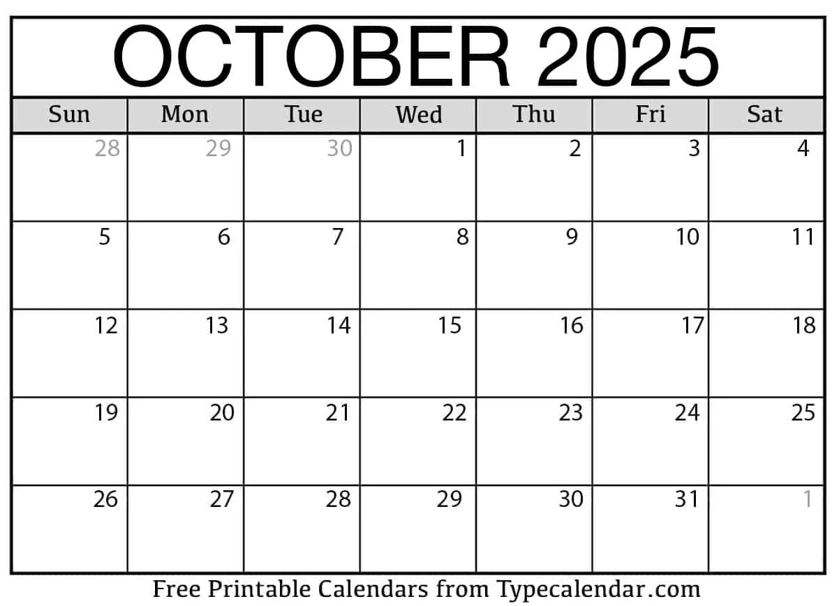 October 2025 Calendars Free Printable Templates October 2025 Calendars Free Printable Templates