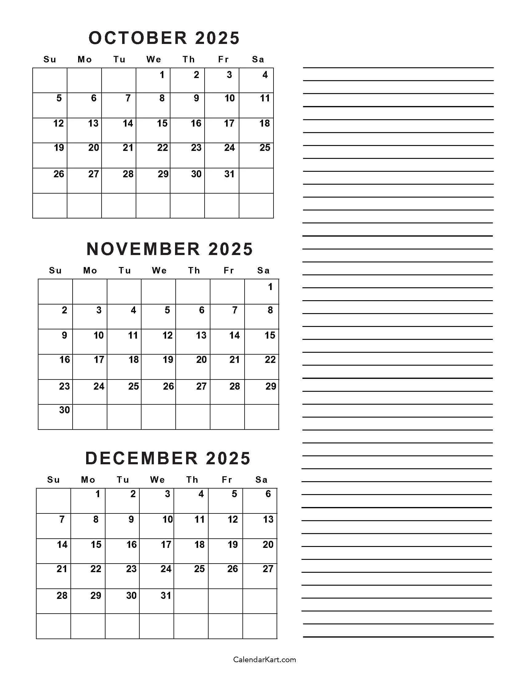 October To December 2025 Calendar Q4 CalendarKart October To December 2025 Calendar Q4 CalendarKart