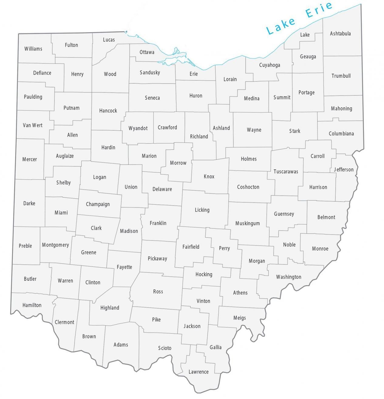 Printable Map Of Counties In Ohio