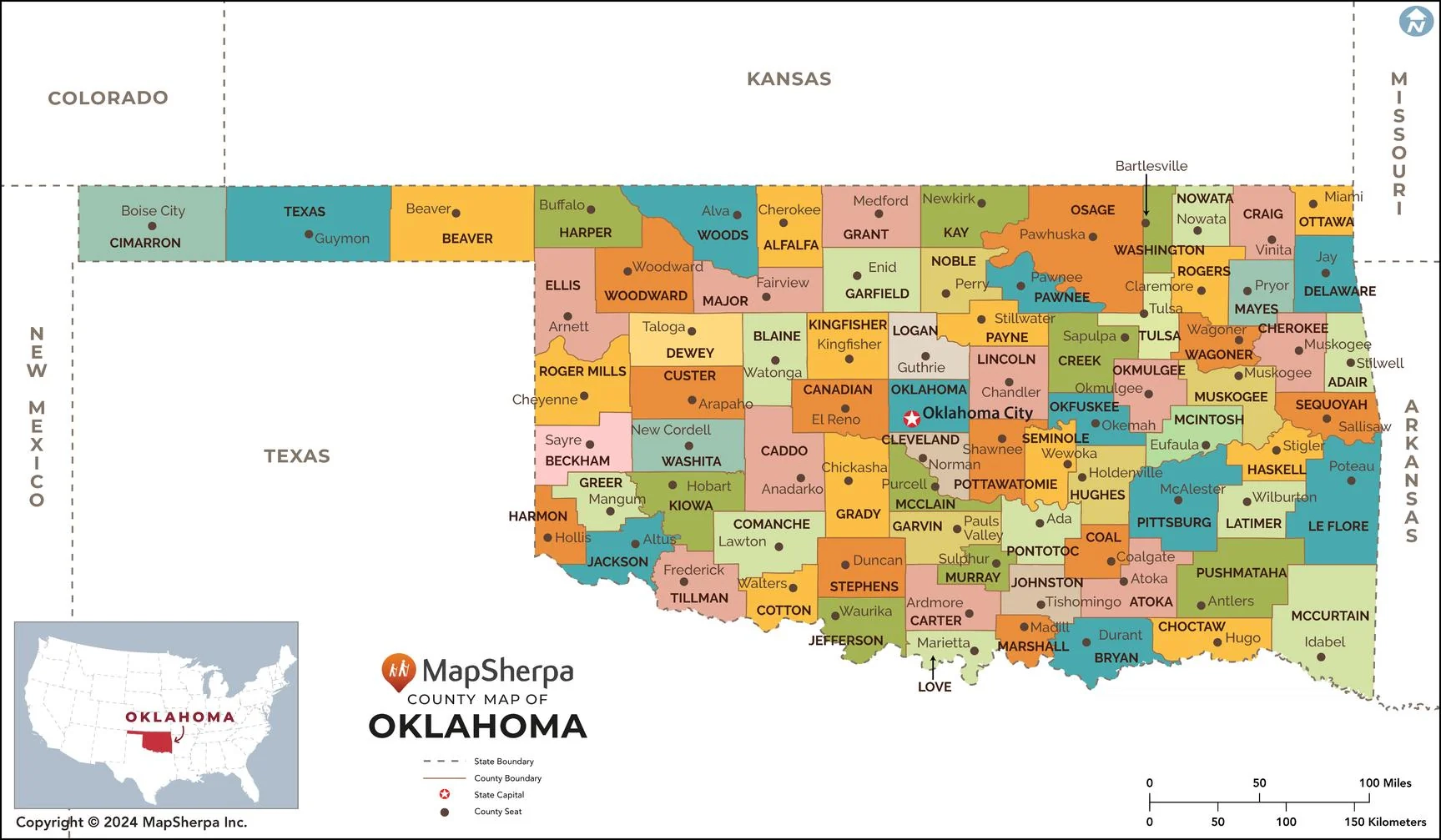 Printable Map Of Oklahoma Counties