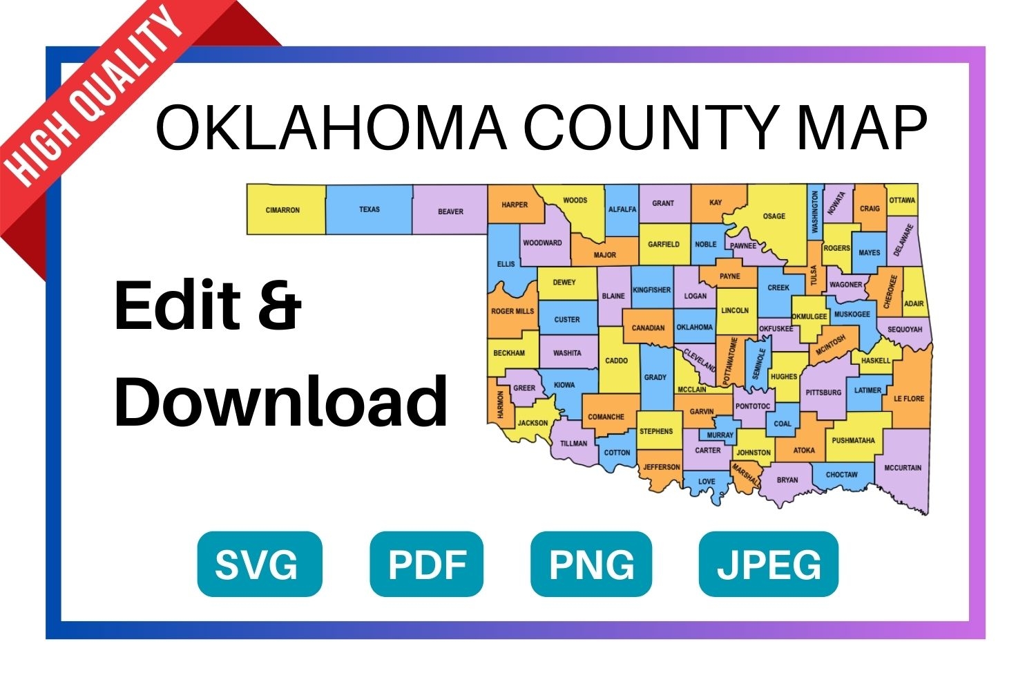Oklahoma County Map Editable U0026 Printable State County Maps
