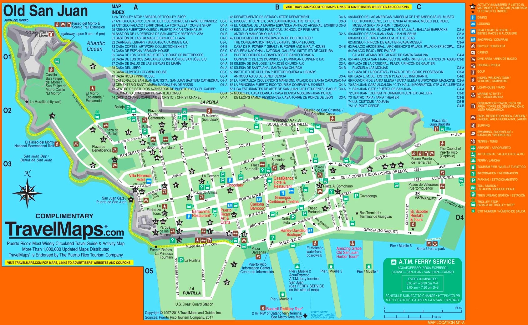 Old San Juan Tourist Map Ontheworldmap Old San Juan Tourist Map Ontheworldmap