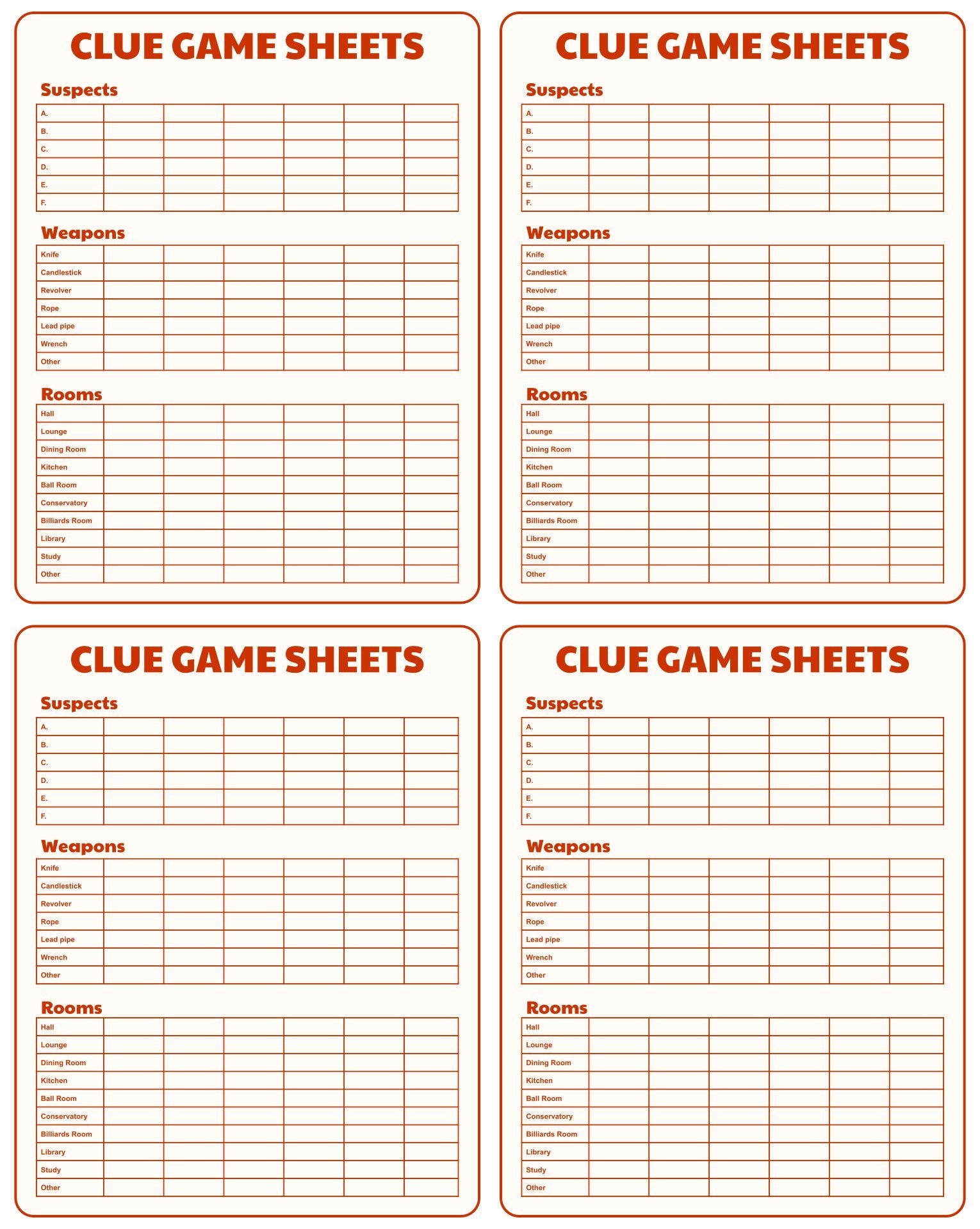 Clue Master Detective Sheets Printable