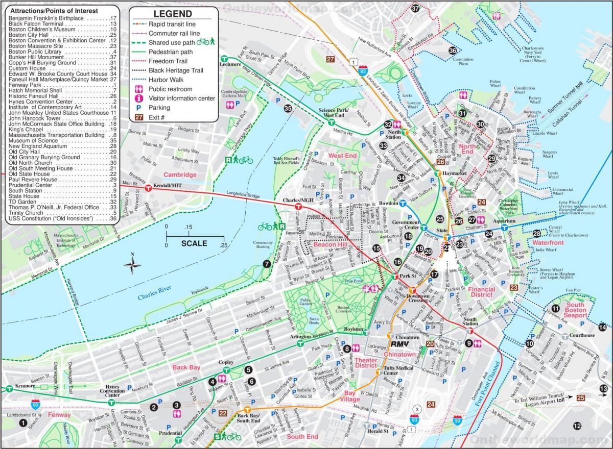 Printable Map Of Boston Freedom Trail Printable Map Of Boston Freedom Trail