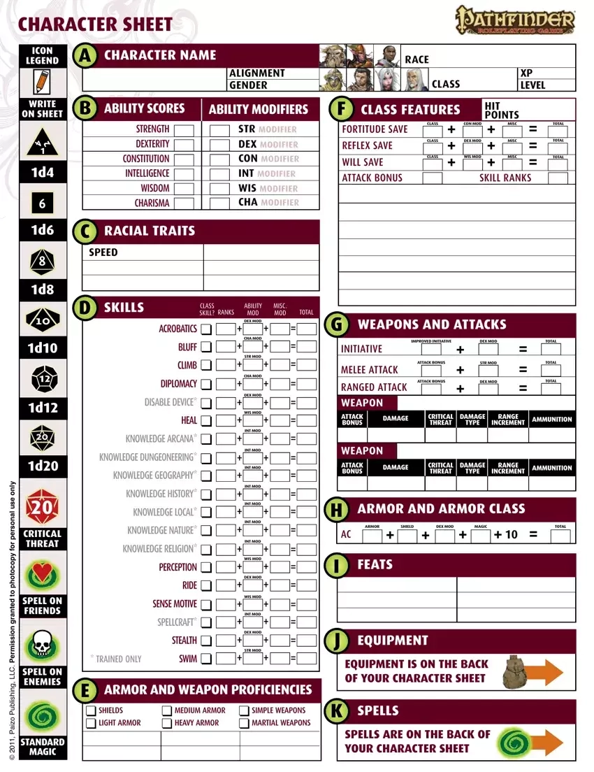 Pathfinder Character Sheet Fill Out Printable PDF Forms