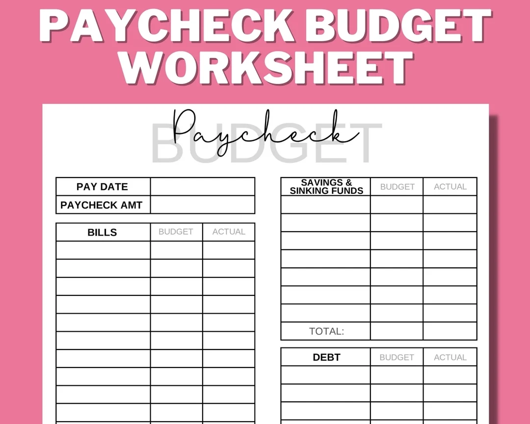 PAYCHECK BUDGET PRINTABLE Budget Worksheet Budget Binder Weekly Biweekly Monthly Zero Based Budget Budget Mom A4 Us Letter Etsy UK
