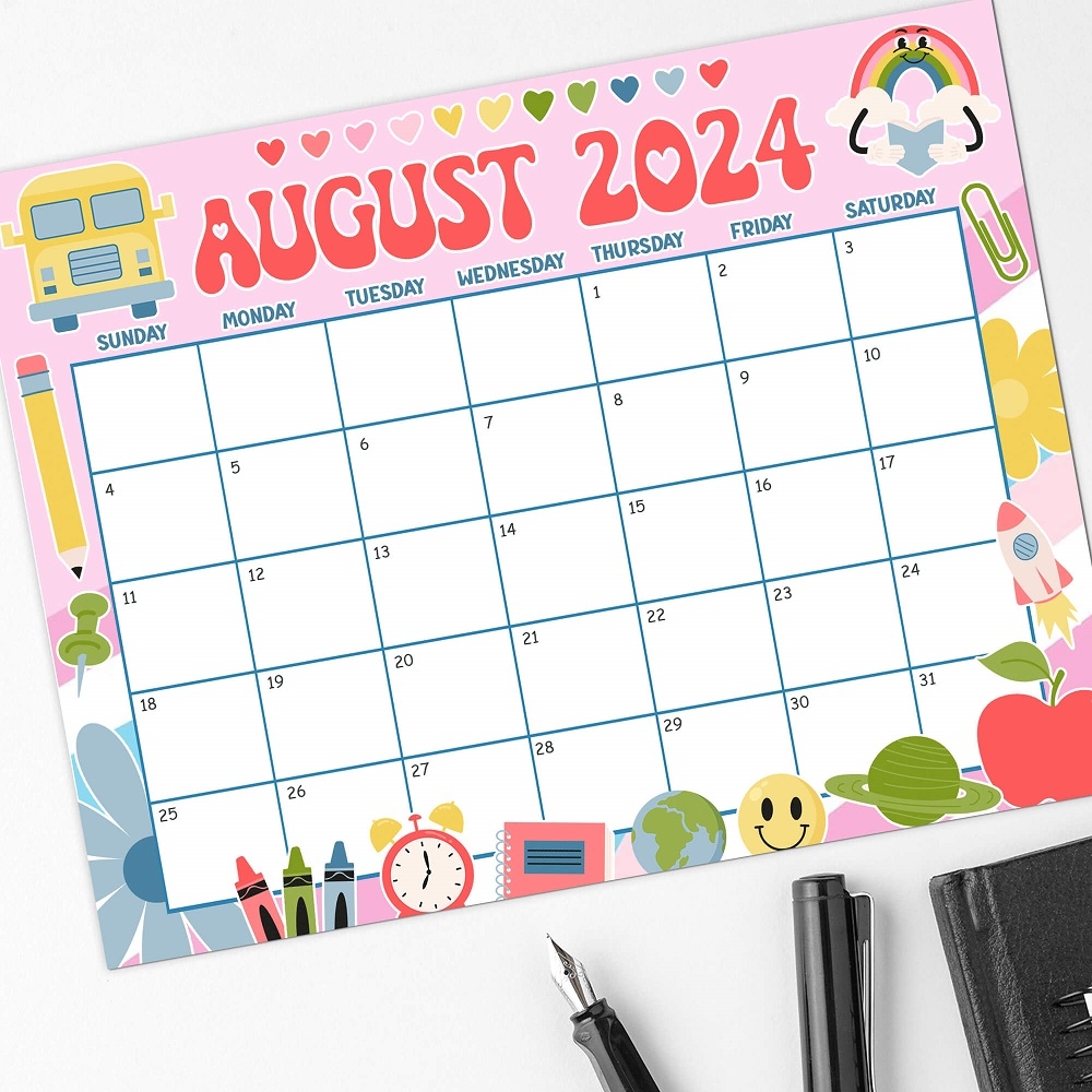 Cute August Calendar Printable