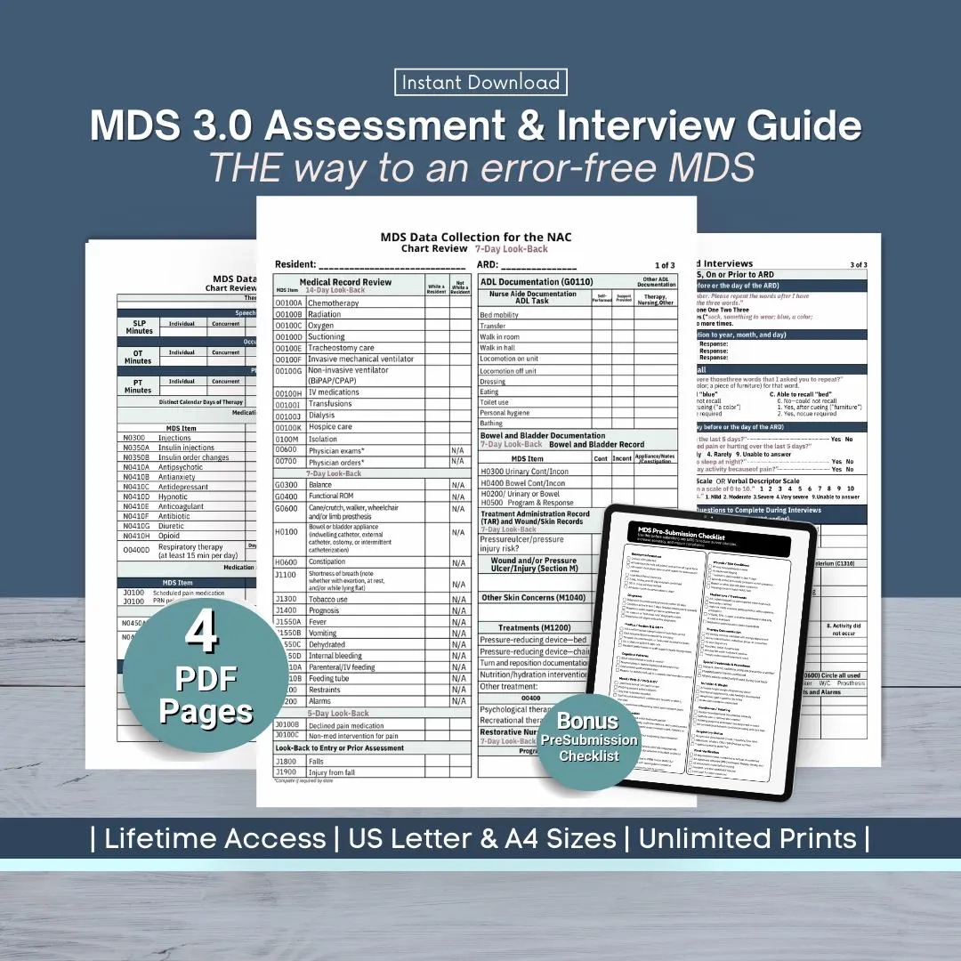 Pdpm Printable Mds Assessment Cheat Sheet