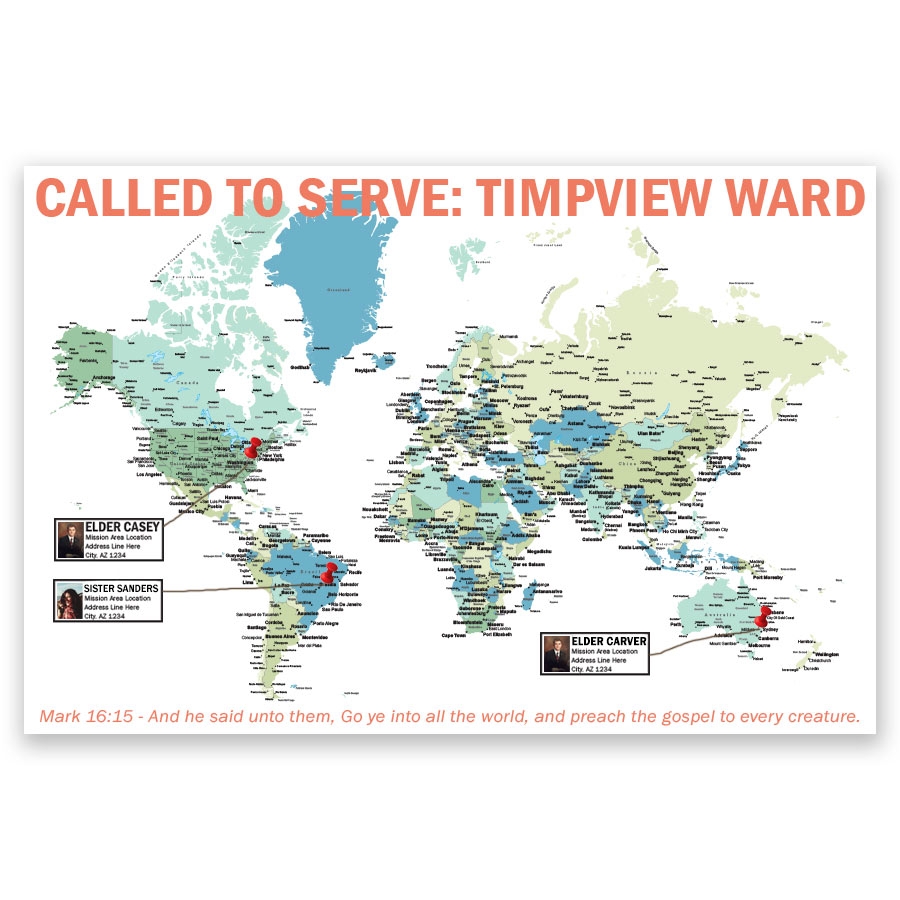 Personalized LDS World Mission Map Poster In LDS Missionary Banners Posters On LDSBookstore