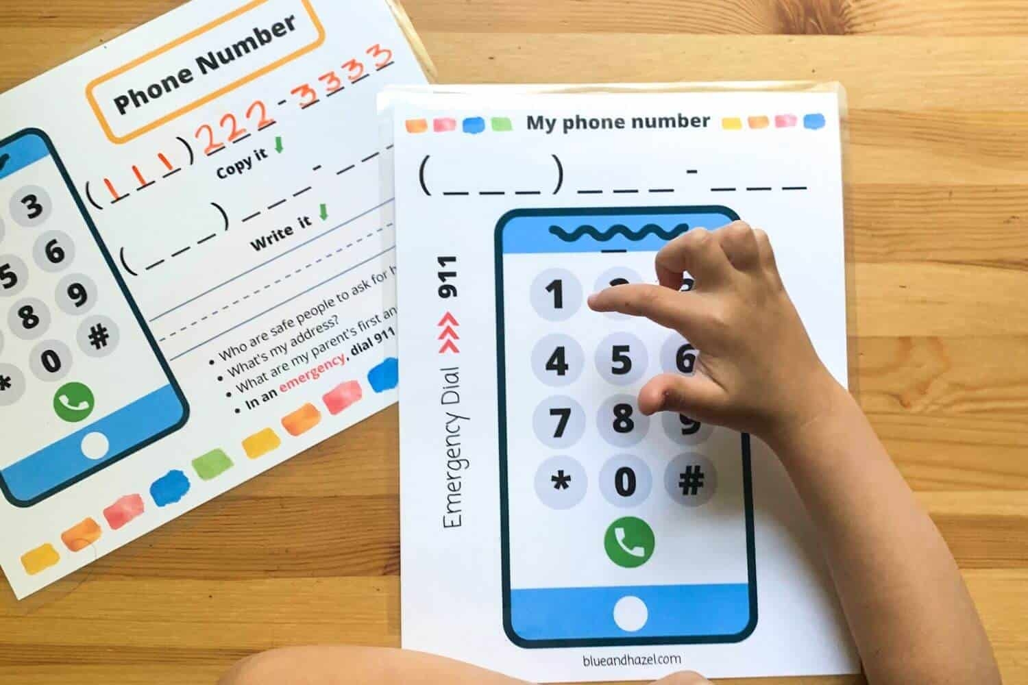Phone Number Practice Printable Blue And Hazel