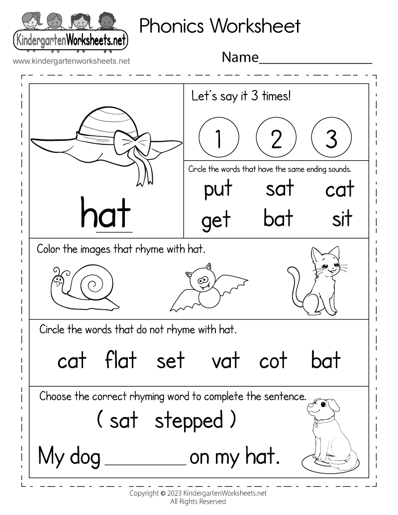 Printable Phonics Worksheet