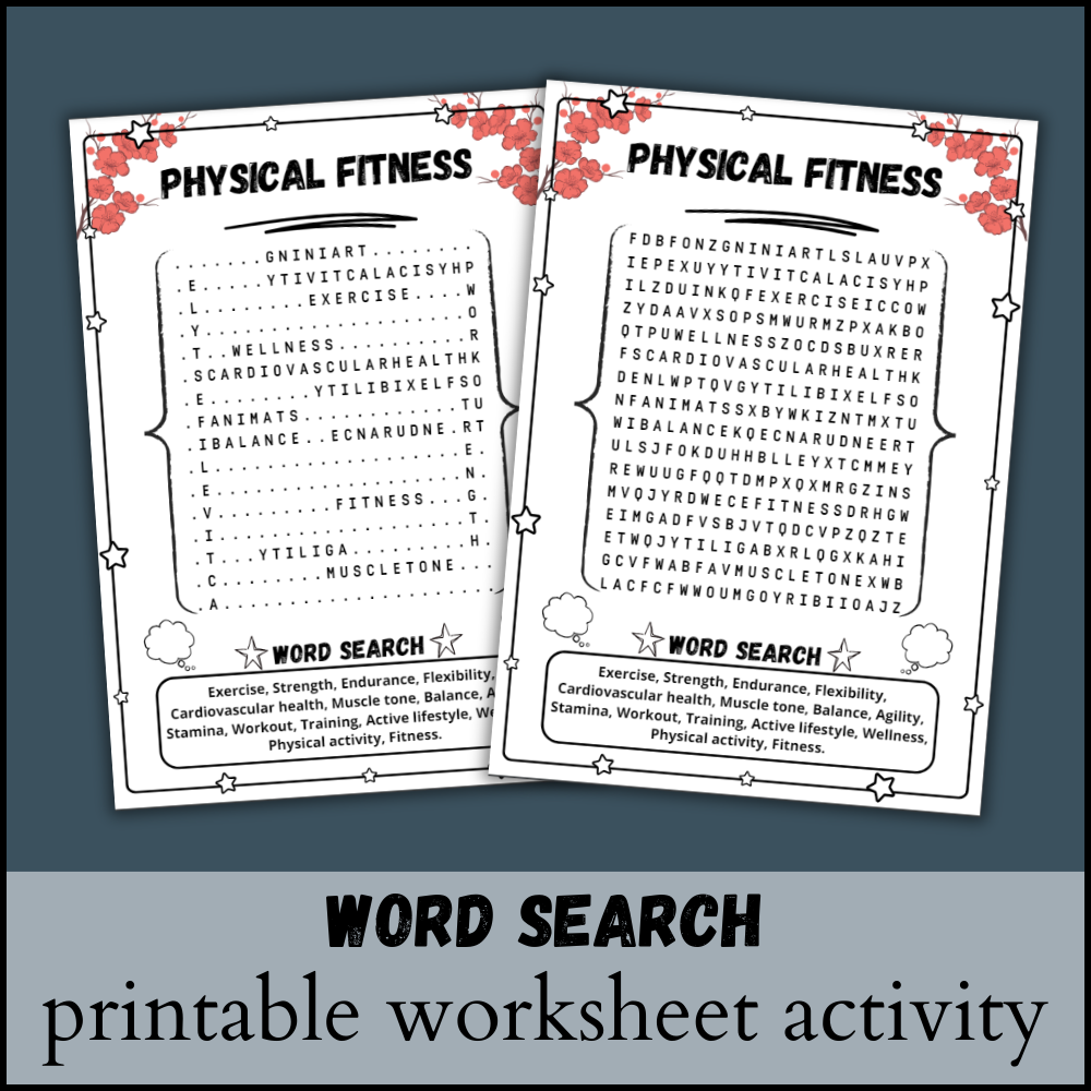 Physical Fitness Word Search Puzzle Worksheet Activity Made By Teachers