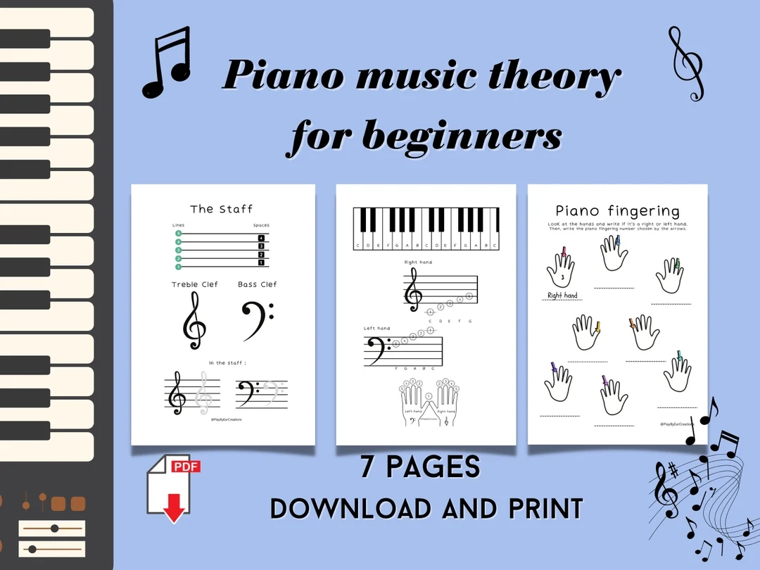 PIANO BASICS Music Theory For Beginners Music Lessons Printable Music Worksheets Learn Piano Music Teacher Music Student Etsy