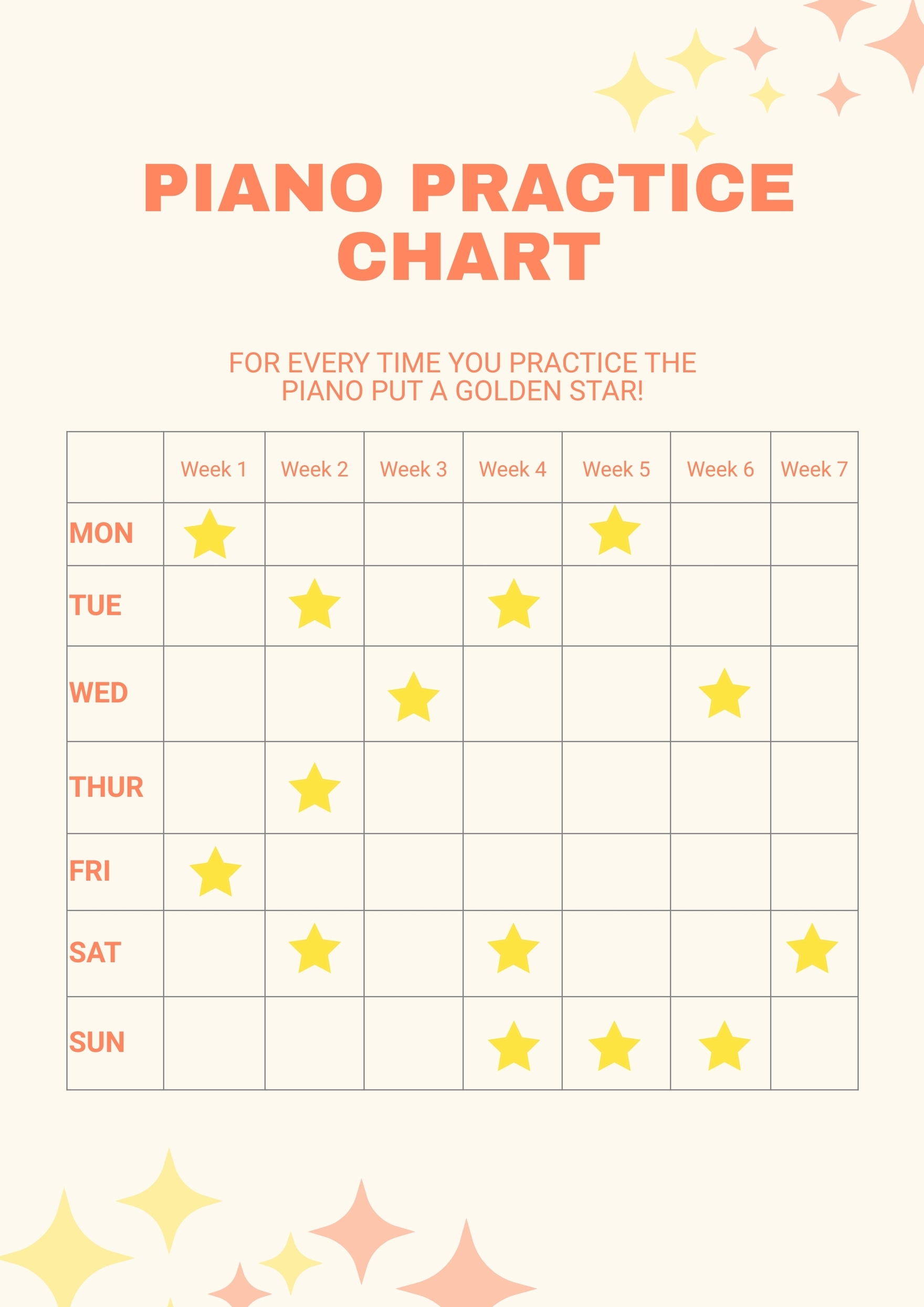 Piano Practice Chart In Illustrator PDF Download Template Piano Practice Chart In Illustrator PDF Download Template