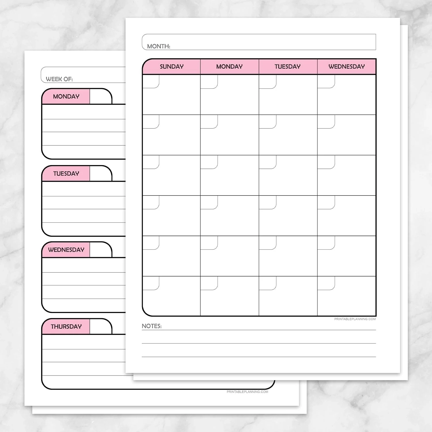 Printable Monthly Calendar Planner