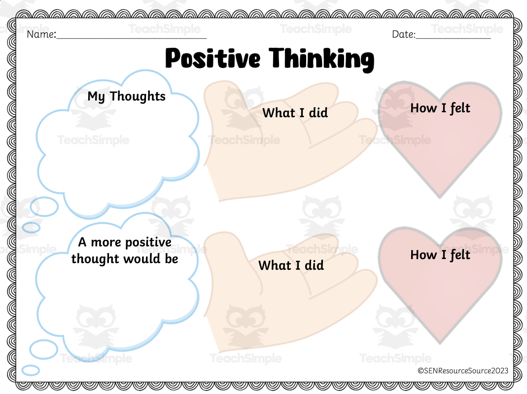 Positive Thinking Worksheet By Teach Simple